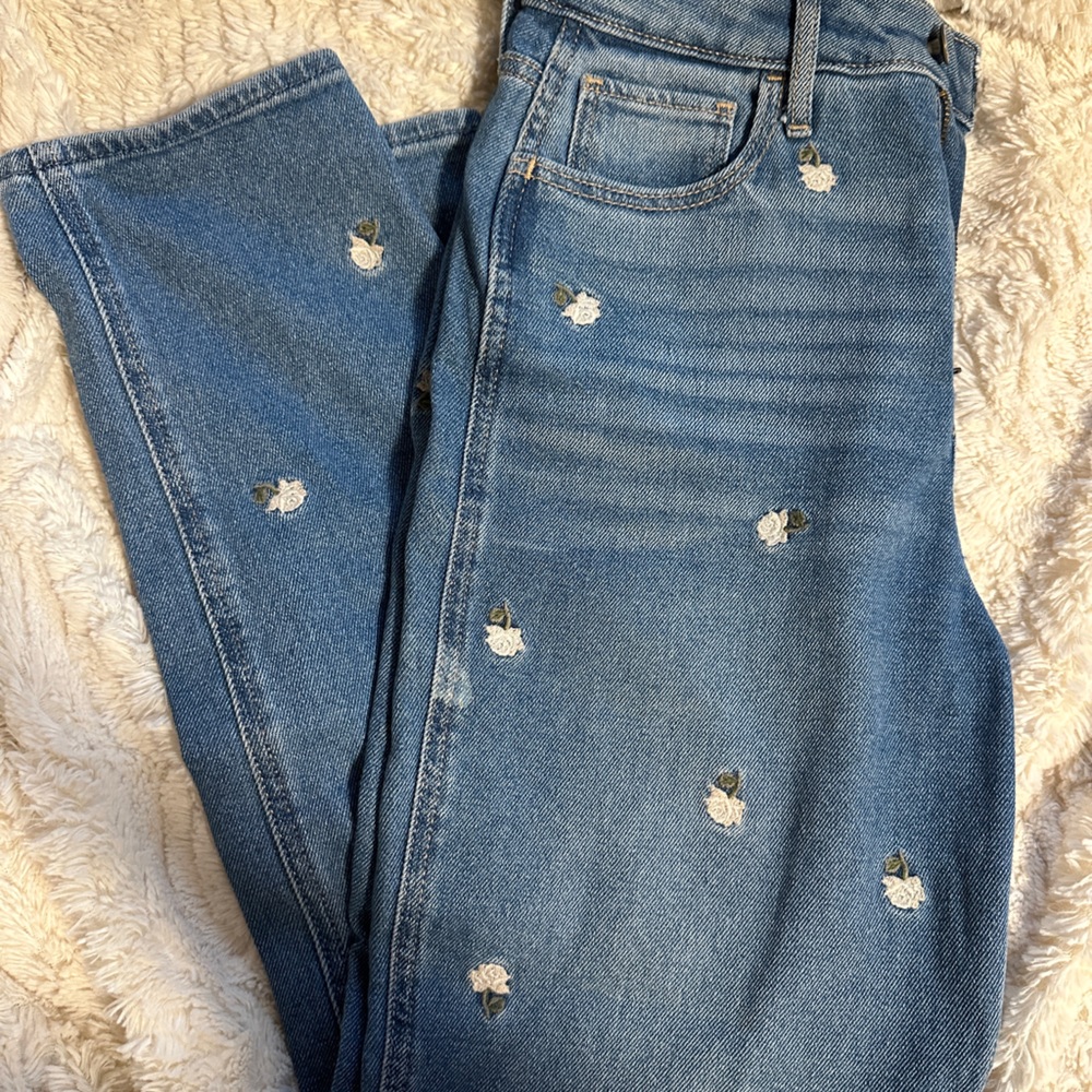 embroidered floral jeans